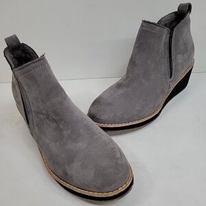 Corkys Tomb Womens Size 10 Gray Faux Suede Wedge Heel Ankle Booties Buttery Soft